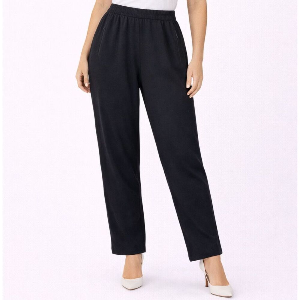 Tory Burch Straight Leg Pull-on Elastic Waist Stretch Pants Black 10